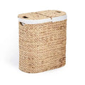  Hand Woven Water-Hyacinth Lidded Oval Double Laundry Hamper