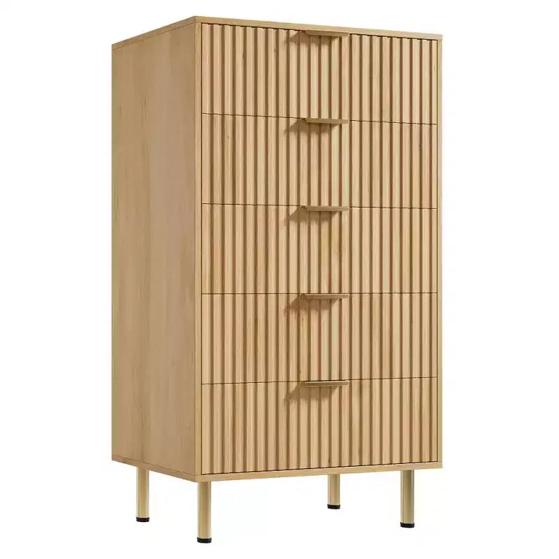 Commode cannelée moderne de 47 po, à 6 tiroirs doubles, pour salon, chambre et couloir