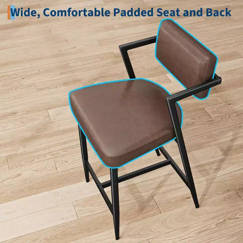 Tabourets de bar hauts avec coussin épais et pieds en métal renforcé, chaises de bar rembourrées à hauteur de comptoir avec dossier et repose-pieds