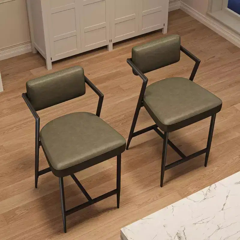 Tabourets de bar hauts avec coussin épais et pieds en métal renforcé, chaises de bar rembourrées à hauteur de comptoir avec dossier et repose-pieds