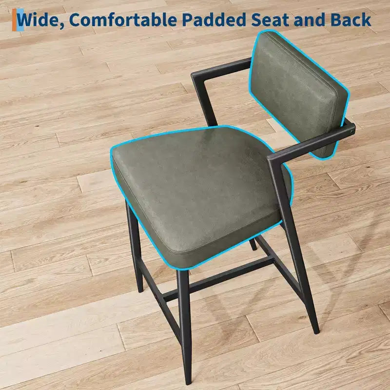Tabourets de bar hauts avec coussin épais et pieds en métal renforcé, chaises de bar rembourrées à hauteur de comptoir avec dossier et repose-pieds