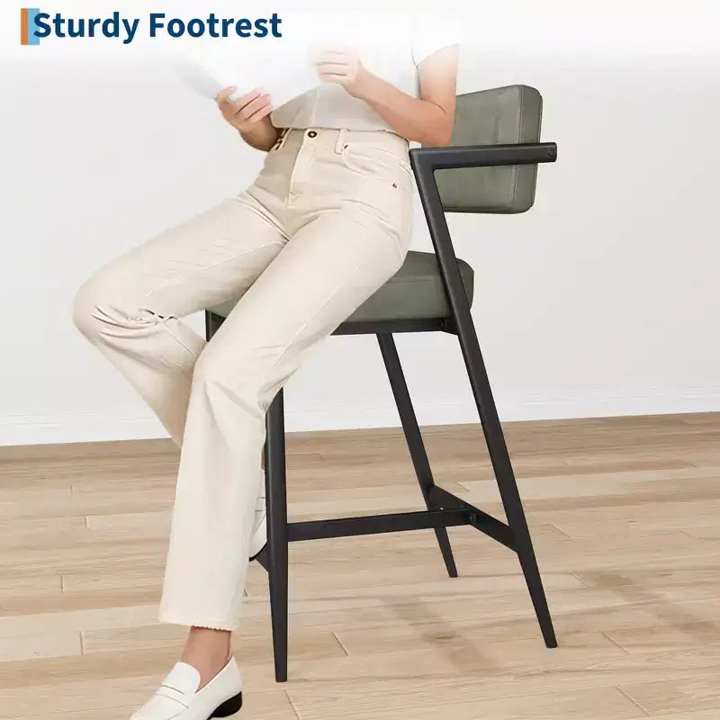 Tabourets de bar hauts avec coussin épais et pieds en métal renforcé, chaises de bar rembourrées à hauteur de comptoir avec dossier et repose-pieds