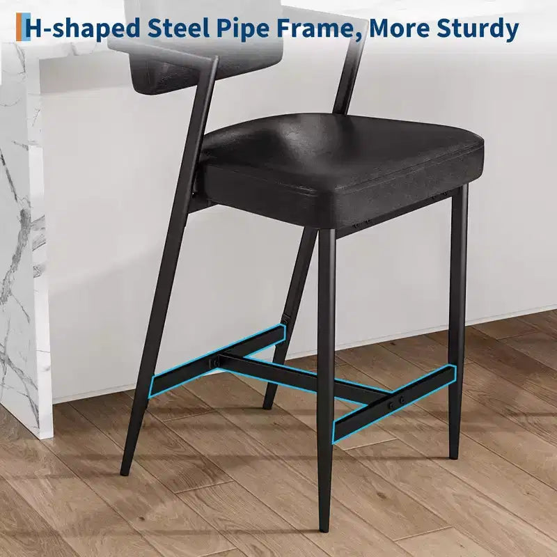 Tabourets de bar hauts avec coussin épais et pieds en métal renforcé, chaises de bar rembourrées à hauteur de comptoir avec dossier et repose-pieds