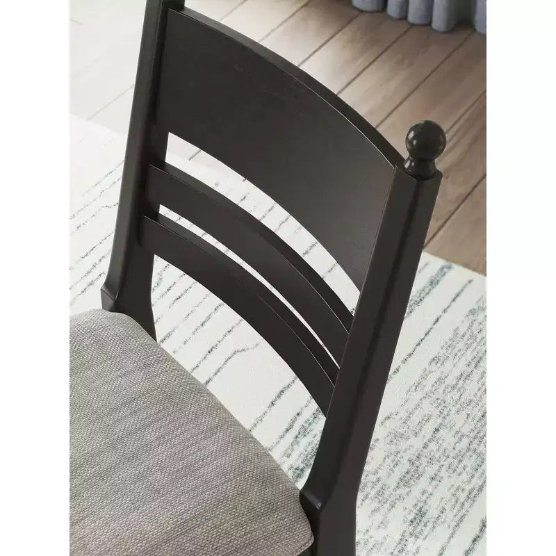 Tabourets de bar rembourrés hauteur comptoir, cadre en bois noir avec assise coussinée en mousse grise
