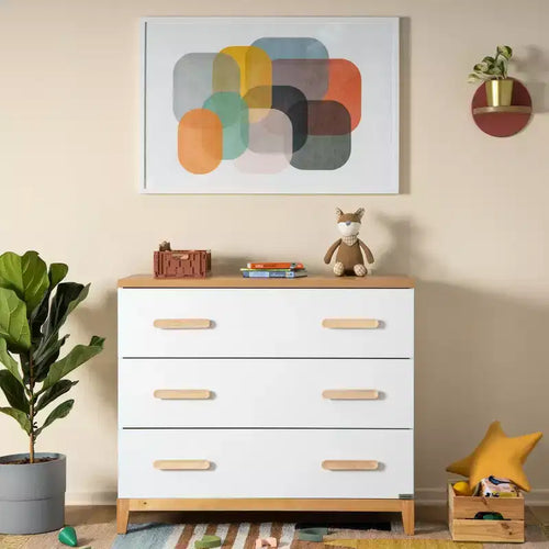  3-Drawer Dresser (White + Red Oak)