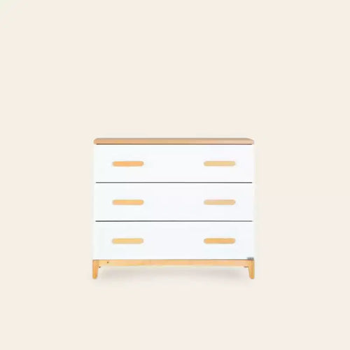 Commode à 3 tiroirs (blanc + chêne rouge)
