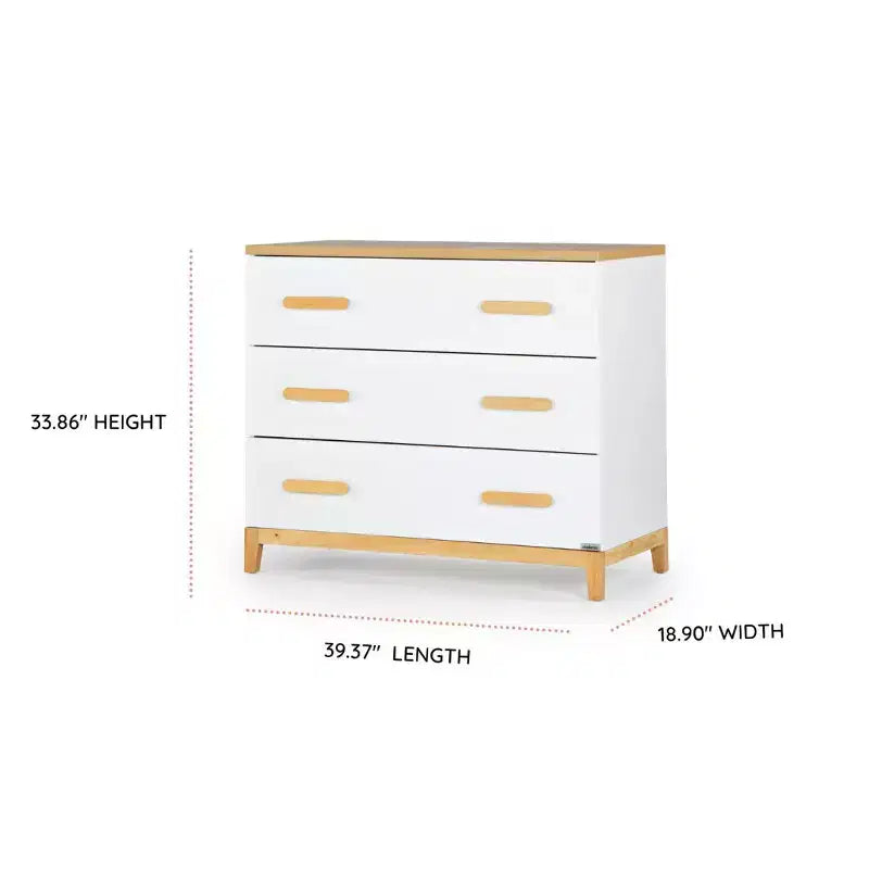 Commode à 3 tiroirs (blanc + chêne rouge)