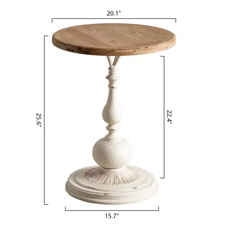 Table d'appoint sur pied noir et blanc