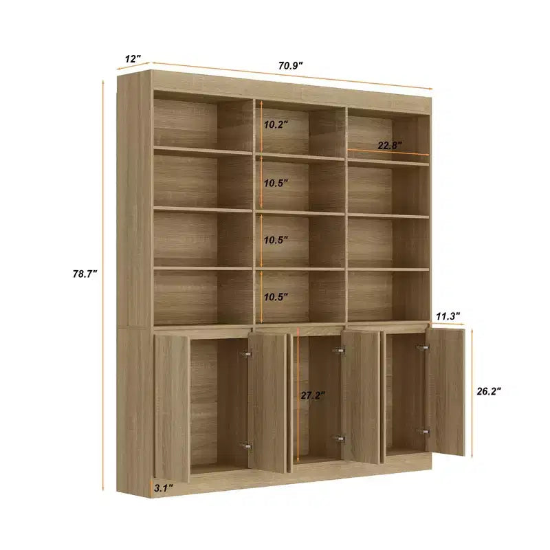 Armoire de cuisine grande capacité de 180 cm, 12 étagères ouvertes et rangement à 6 portes, buffet de rangement en chêne pour cuisine et salle à manger