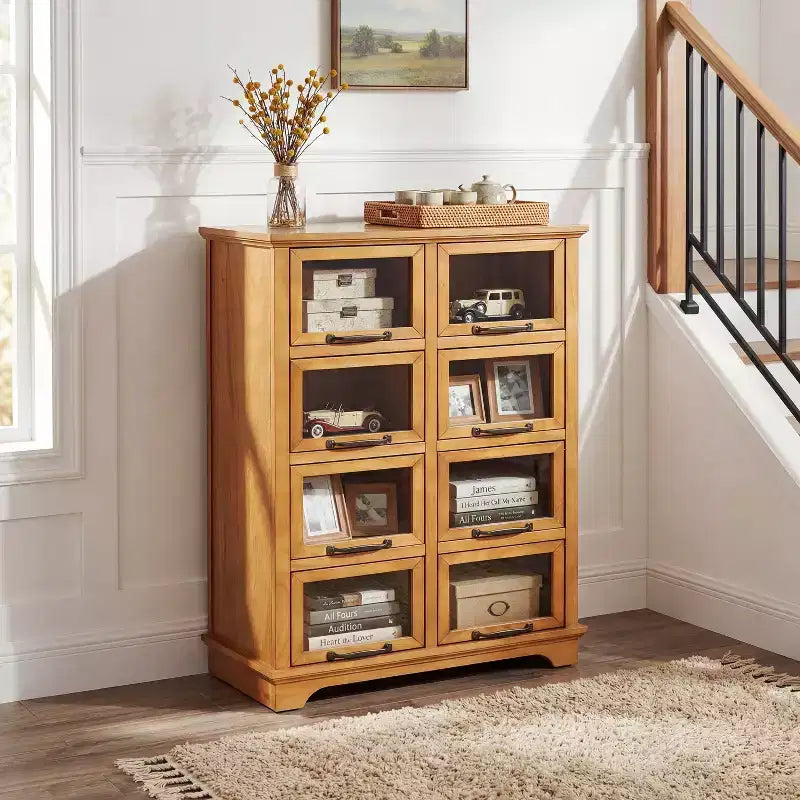 Christopher Knight Home  Modern Farmhouse Wood Storage Cabinet with 8 Glass Doors