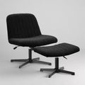  Swivel Accent Chair, Desk Chair No Wheels, Modern Boucle Fabric Upholstered Armless Chair with Footrest