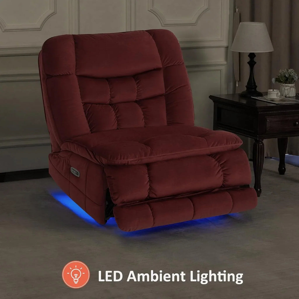 MCombo Fauteuil inclinable électrique sans accoudoirs surdimensionné à double moteur, inclinable Zeroarms parfait pour le salon en tissu PR607