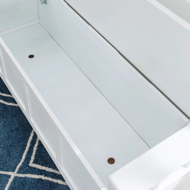 Banc d'entrée Migdalia avec rangement, dossier à lattes et plateau relevable