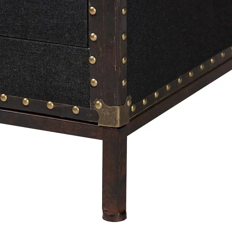 Table d'appoint/Malle de rangement en toile effet vieilli Laura