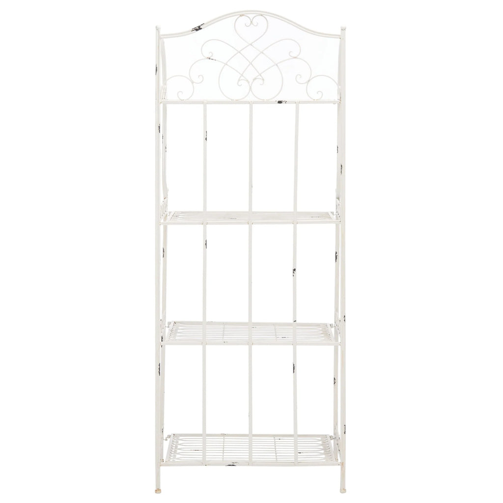 SAFAVIEH Bryn Étagère de boulanger d'extérieur victorienne en fer forgé à 4 niveaux - 63,5 cm l x 38,1 cm P x 160 cm H - 25L x 15P x 63H