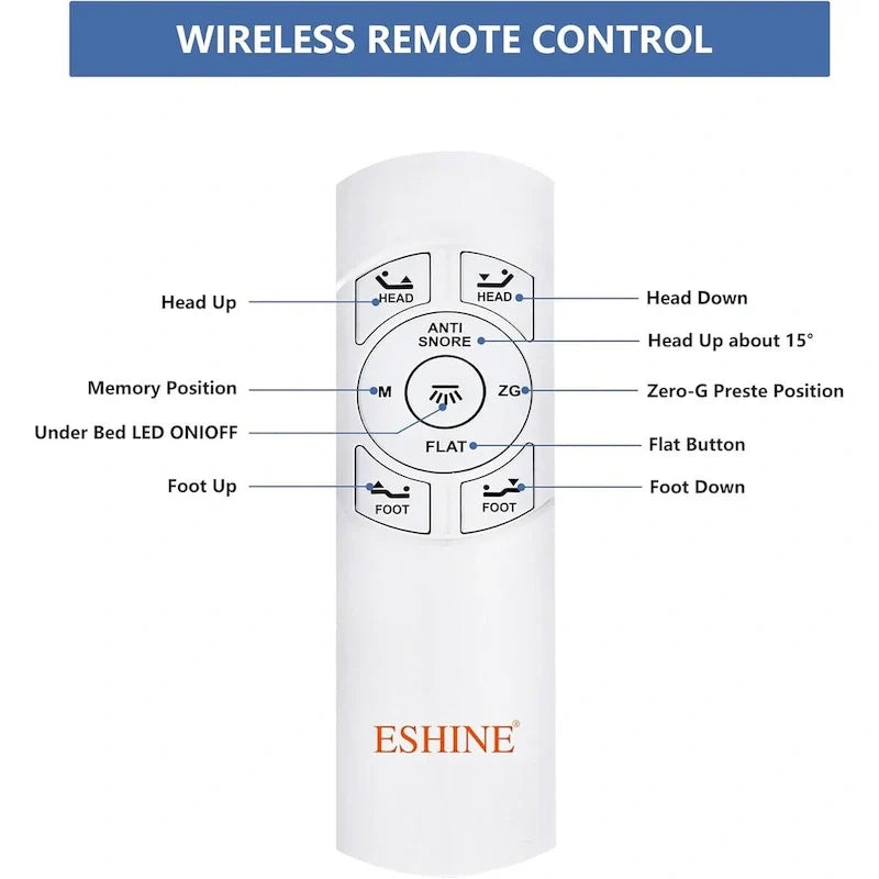 Lit articulé avec télécommande sans fil, sommier électrique avec ou sans matelas