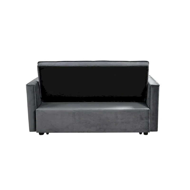 Causeuse moderne en velours avec dossier inclinable et poches, 2 places – Gris foncé / Gris clair / Bleu / Noir
