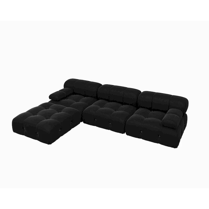 Canapé d'angle modulable noir en velours