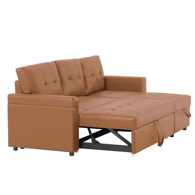 Canapé d'angle réversible avec lit gigogne, méridienne de rangement, pieds durables,