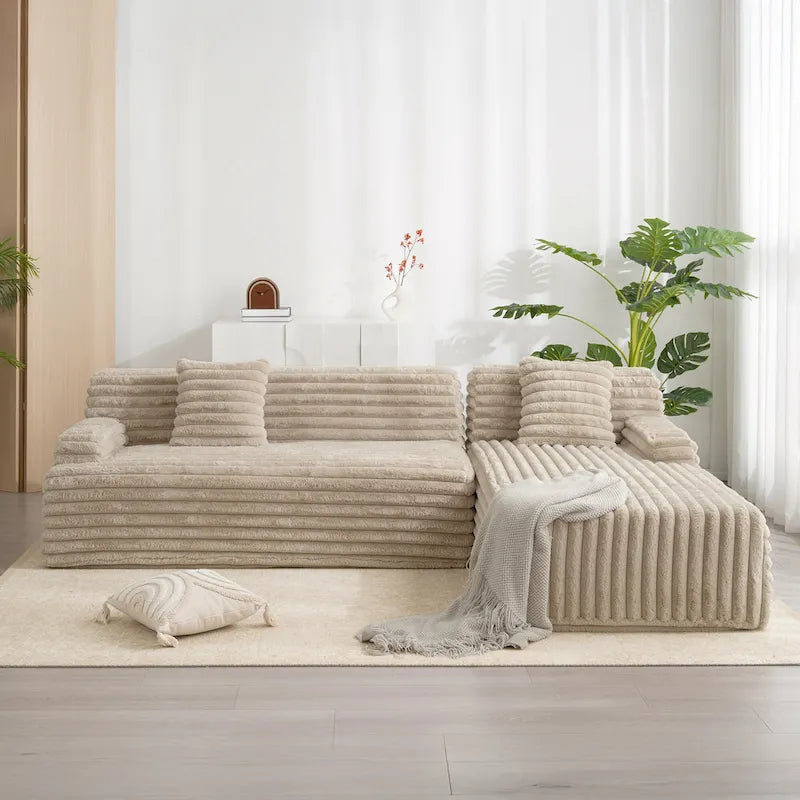 Canapé d'angle modulable Cloud, Canapé moderne rembourré avec 2 coussins, Canapé modulable à composer, Canapé d'angle modulable en L