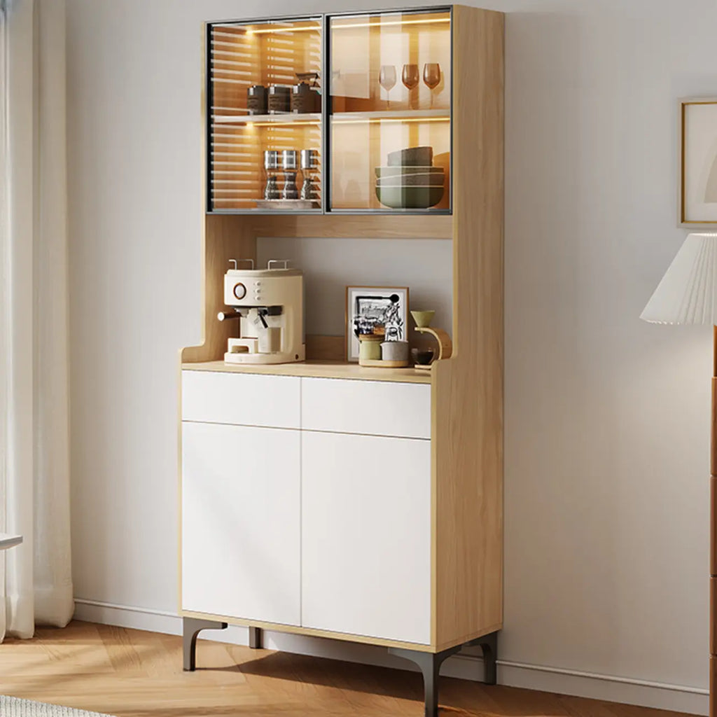 Buffet vaisselier en bois et verre avec partie haute