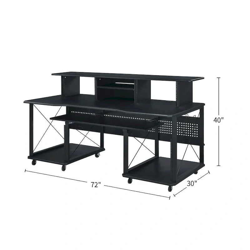 Pupitre de musique rectangulaire avec 8 roulettes et 1 tiroir à clavier