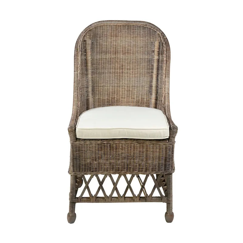 Chaise d'appoint de salle à manger capitonnée en rotin naturel par East at Main