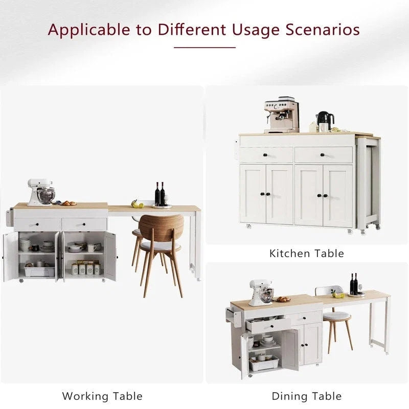 Îlot de cuisine avec table à manger extensible