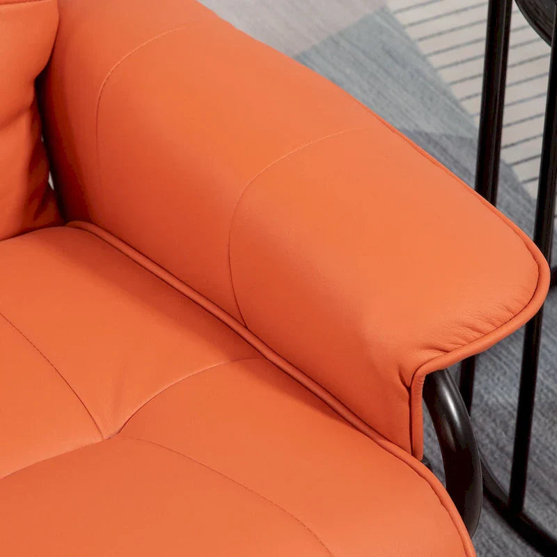 Fauteuil inclinable manuel pivotant en similicuir HomCom avec repose-pieds confortable et relaxant