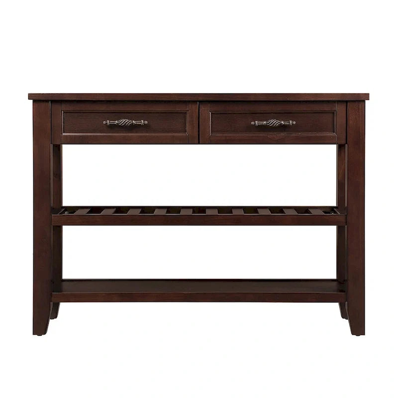 Table console de 42 po avec tiroirs et étagères à niveaux