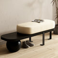 Banc court rembourré en bois beige moderne