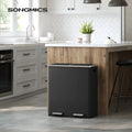 SONGMICS Poubelle double, 60L, en acier inoxydable, noire