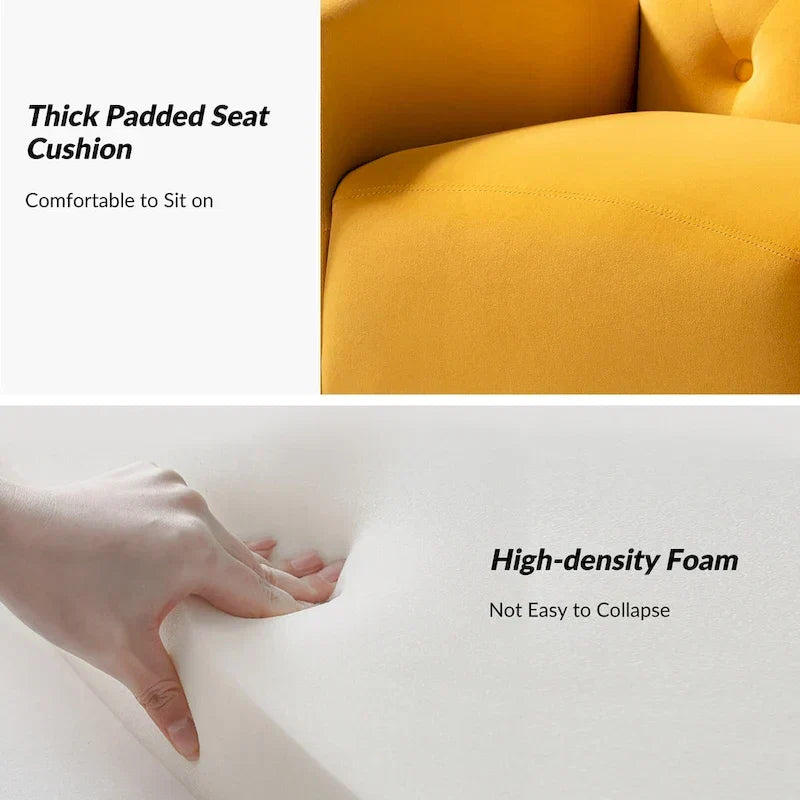 Chaise touffetée Abadiana avec accent et piètement en métal