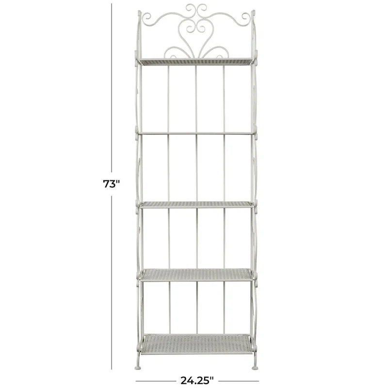 Étagère de Boulanger Pliable Haute à 5 Niveaux en Métal Décoratif pour Intérieur/Extérieur - Or ou Blanc - Roche River Decor