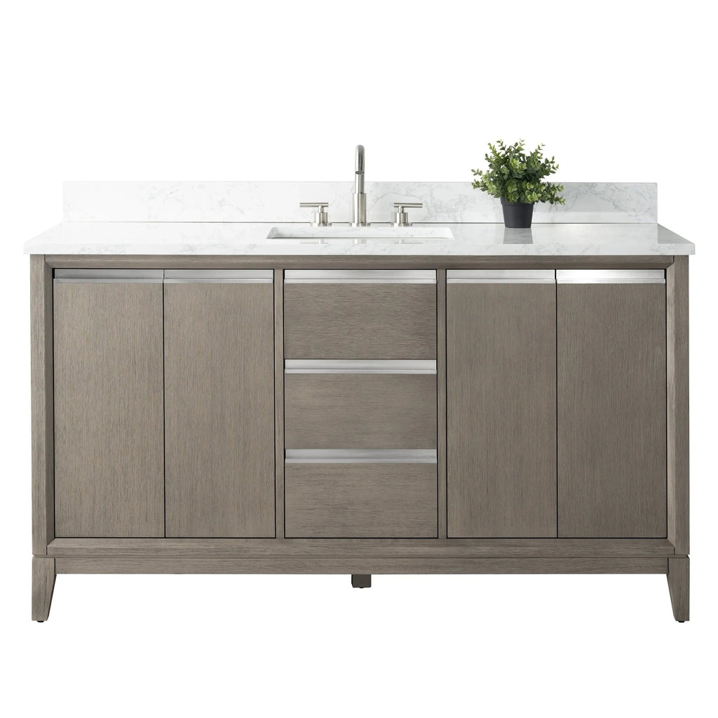 Meuble-lavabo Vanity Art avec évier en céramique et dessus en marbre reconstitué